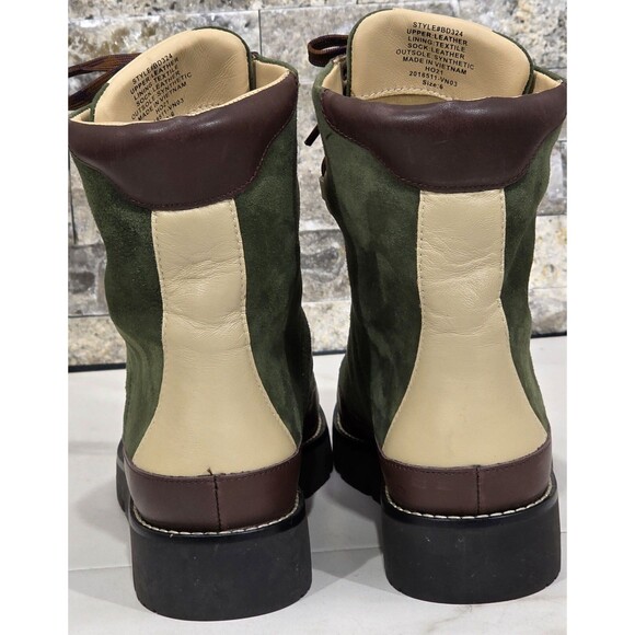 J. CREW Suede Elsa Boots Chunky Lug Sole Lace-Up Huntington Green EUC Womens 6 - Picture 6 of 12